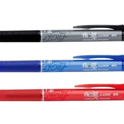 Pilot Frixion. Colores: rojo, azul y negro