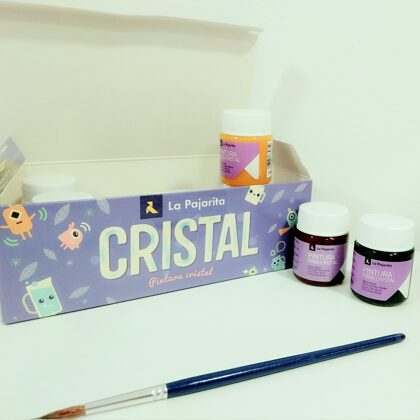 Pak de pintura para cristal. 6 colores + pincel. La Pajarita