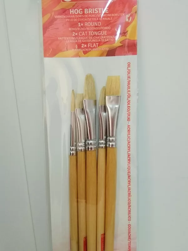 Set pinceles de cerda (5 unidades) para óleo/acrílico